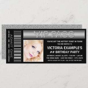 Billet VIP Pass noir Invitation de fête d'annivers