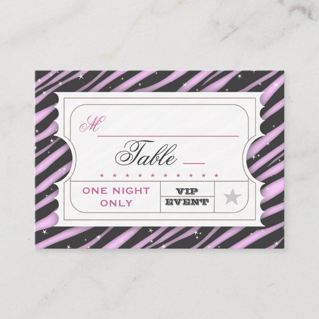 Billet VIP Zebra Glam Purple Table Cartes de siège (Devant)