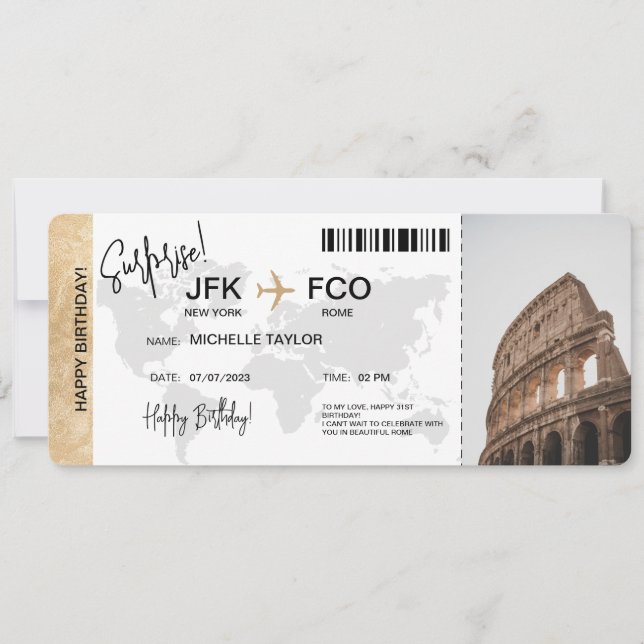 Billet voyage Anniversaire Carte d'embarquement Su (Devant)