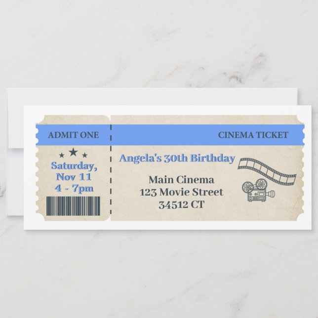 Billets cinéma vintage Invitation d'anniversaire (Devant)
