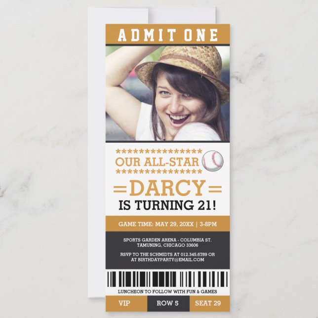 Billets de baseball Invitations d'anniversaire (Devant)