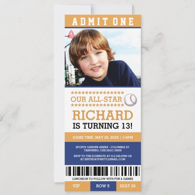 Billets de baseball Invitations d'anniversaire (Devant)