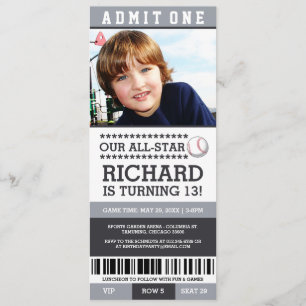 Billets de baseball Invitations d'anniversaire