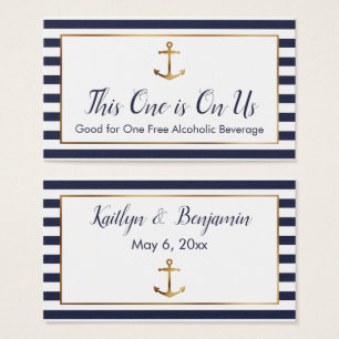 Billets de boisson à l'ancre dorée + rayures navy