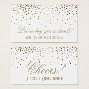 Billets de Boisson de Mariage Blanc avec Confettis