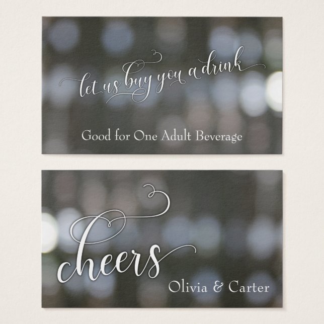 Billets de Boisson, Écriture Blanche sur Bokeh Neu (Devant & derrière)