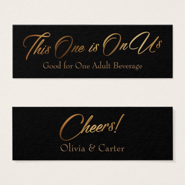 Billets de boisson, Slim, Elegant Script or sur No (Devant & derrière)