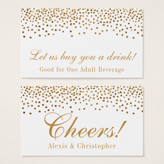 Billets de boissons de mariage à points de confett (Devant & derrière)