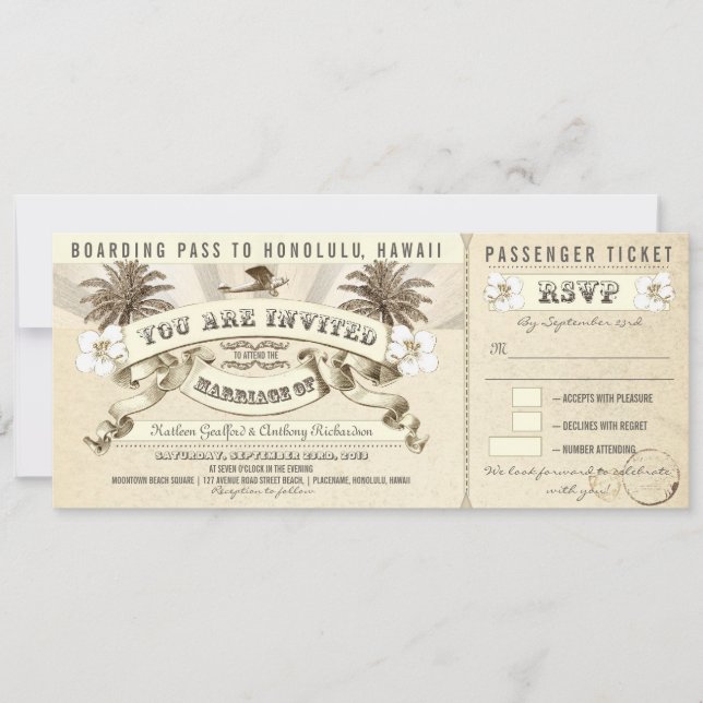 Billets de carte d'embarquement mariage - invitati (Devant)