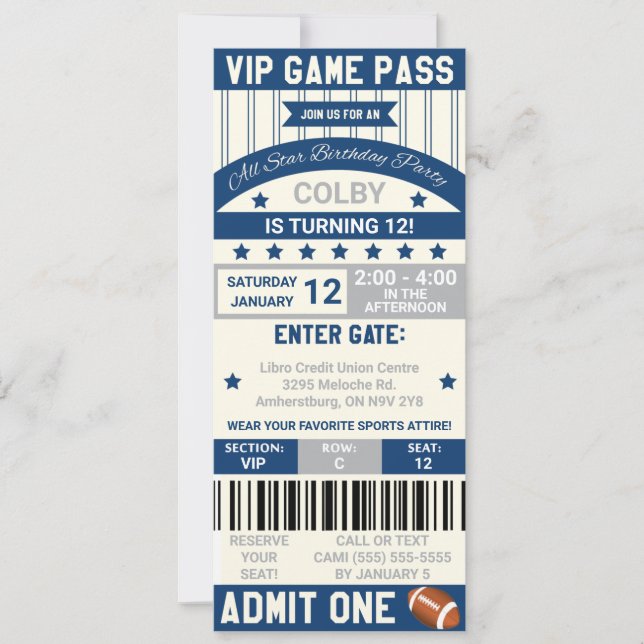Billets de football Invitation d'anniversaire (Devant)