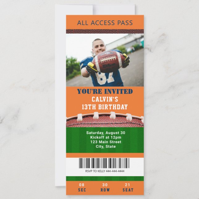 Billets de football Invitation d'anniversaire (Devant)
