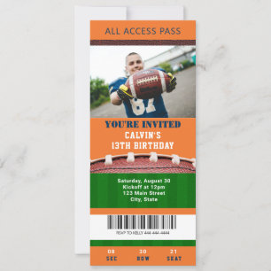 Billets de football Invitation d'anniversaire