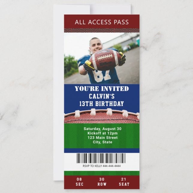 Billets de football Invitation d'anniversaire (Devant)