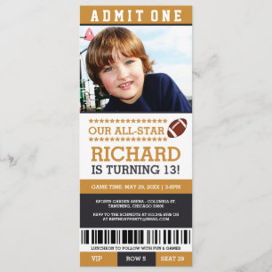 Billets de football Jaune et Noir Invitations d'an