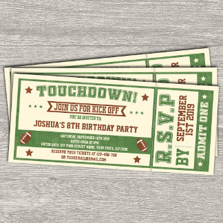 Billets de football vintage Invitation d'anniversa