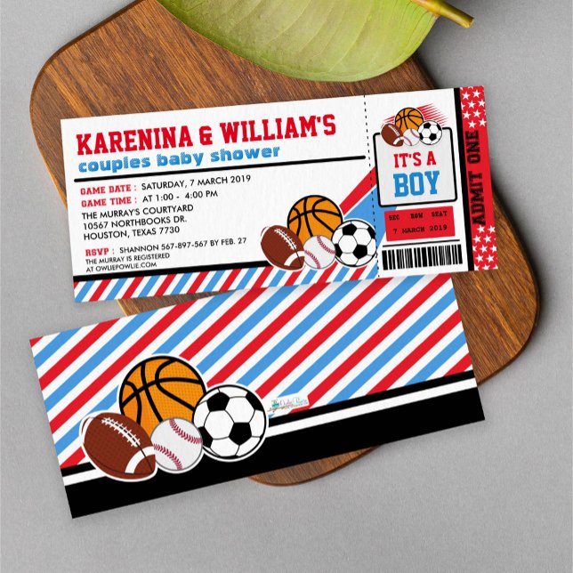 Billets de sport Couples Baby shower Invitation (Créateur téléchargé)