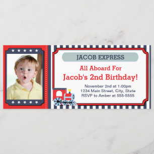 Billets de train Carte photo d'invitation d'annive