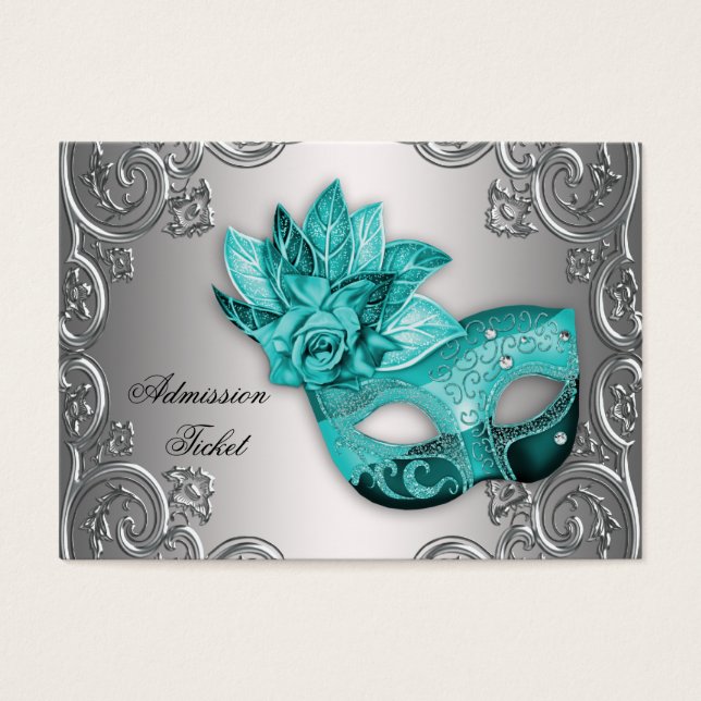 Billets d'entrée turquoise Blue Masquerade Party (Devant)