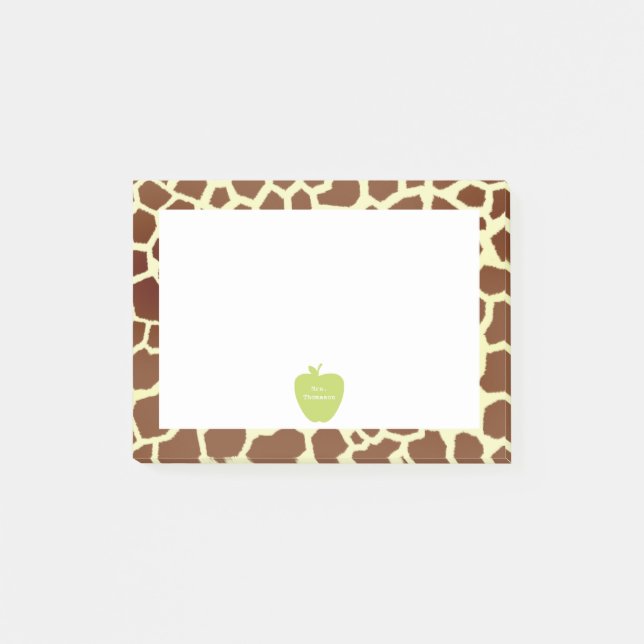 Billets Post-it® de l'enseignant de la girafe vert (Devant)