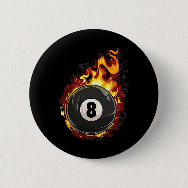 Billiard 8 Ball Player Pool Billiards Snooker Cue  2 Inch Round Button (Front)