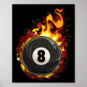 Billiard 8 Ball Player Pool Billiards Snooker Cue  Poster