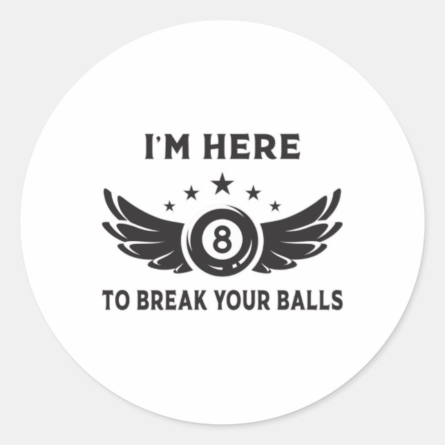 Billiard 8 Ball Snooker Billiards Funny Gift Idea Classic Round Sticker (Front)