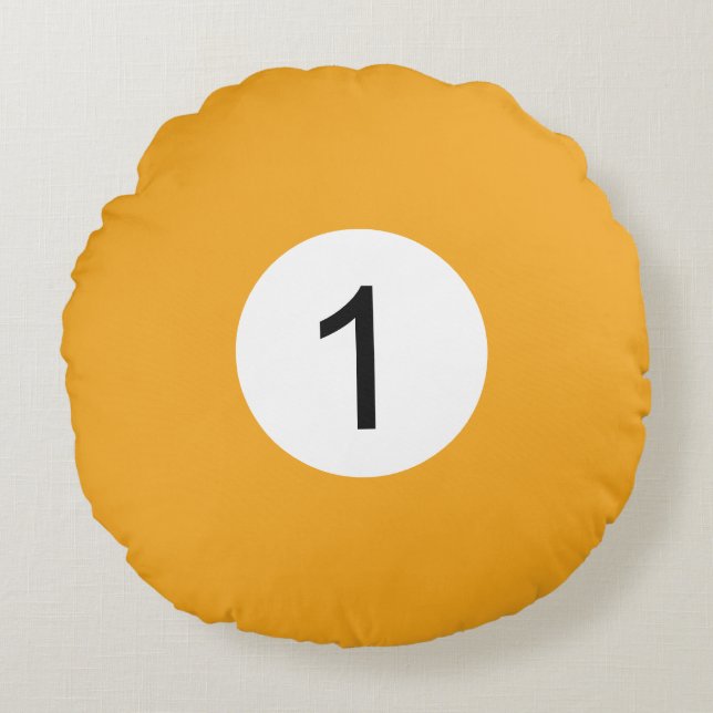 Billiard Ball #1 Round Pillow (Front)