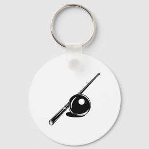 Billiard Ball And Cue Stick Sketch Carom Billiards Keychain
