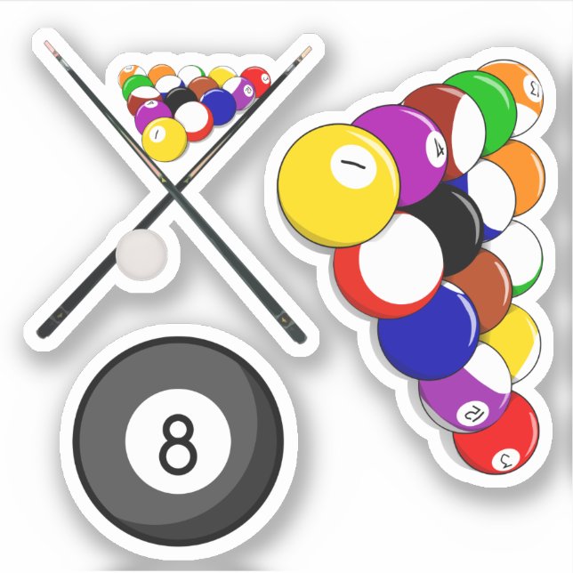 Billiard Ball and Cue Sticks (Front)