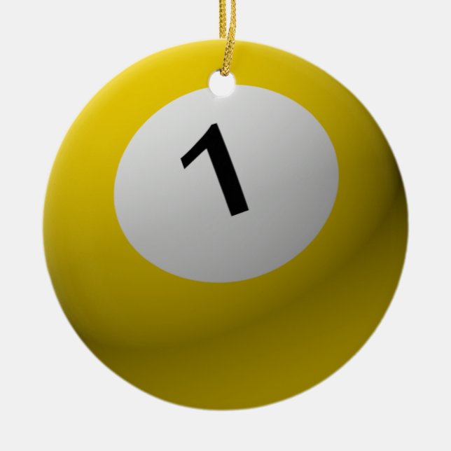 BILLIARD  BALL CHRISTMAS ORNAMENT 1 (ONE) YELLOW (Front)