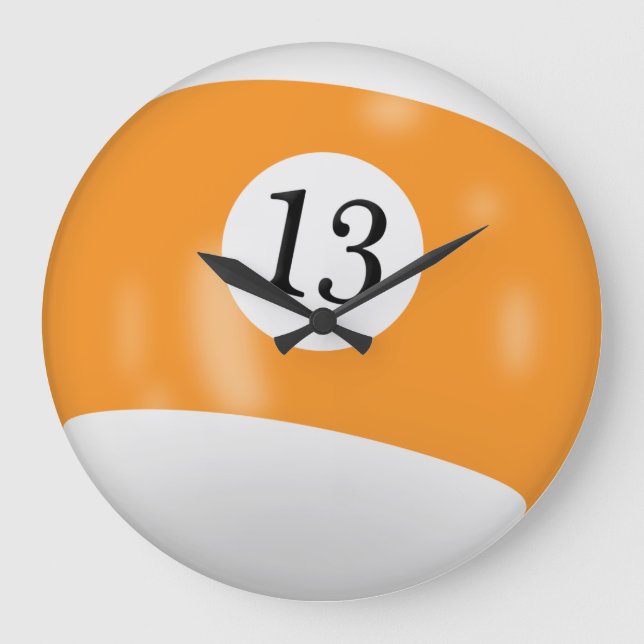 Billiard Ball Number 13 Large Clock (Front)