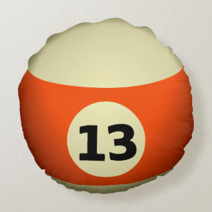 Billiard ball number 13 round pillow