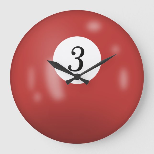 Billiard Ball Number 3   Large Clock (Front)