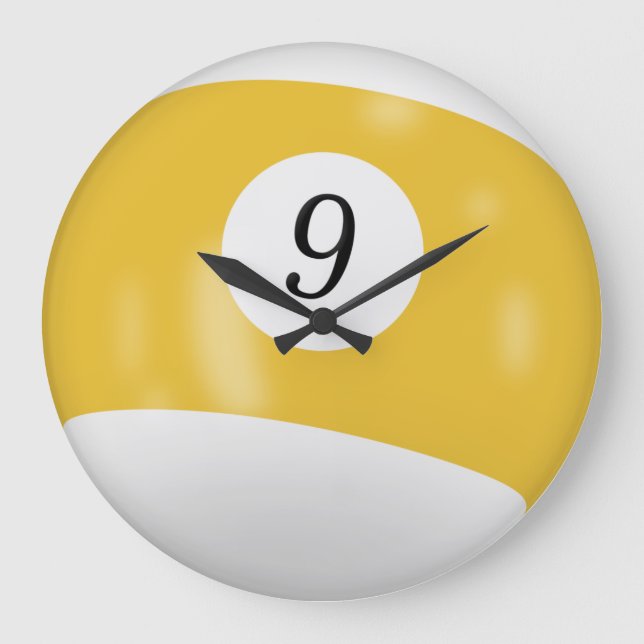 Billiard Ball Number 9 Large Clock (Front)
