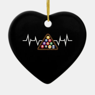 Billiard Ball Rack Heartbeat Ceramic Ornament