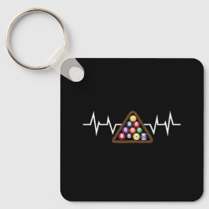 Billiard Ball Rack Heartbeat Keychain