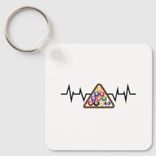 Billiard Ball Rack Heartbeat Keychain