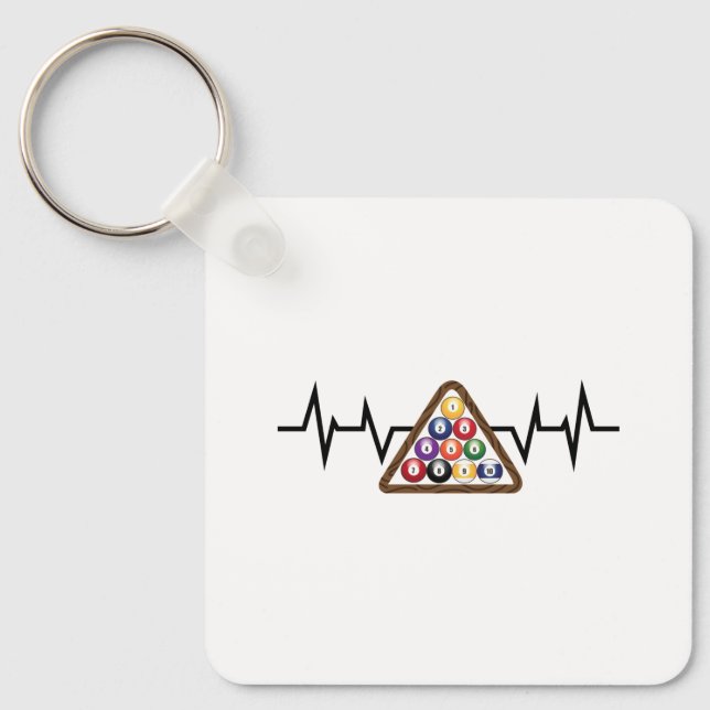 Billiard Ball Rack Heartbeat Keychain (Front)