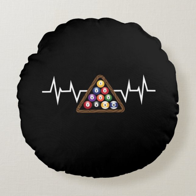 Billiard Ball Rack Heartbeat Round Pillow (Front)