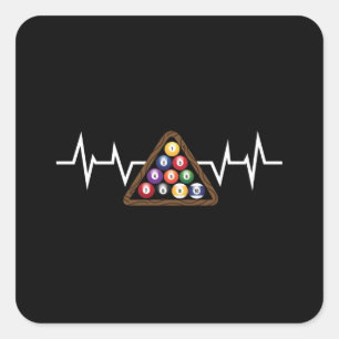 Billiard Ball Rack Heartbeat Square Sticker