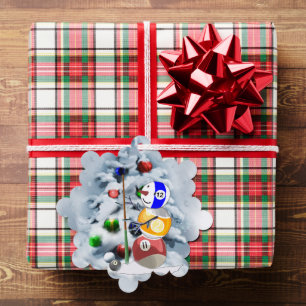 Billiard Ball Snowman Christmas Ornament Card