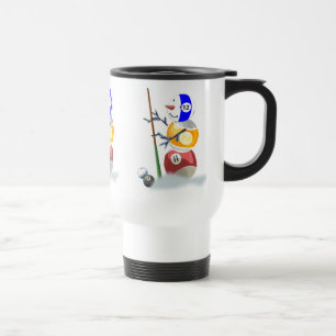 Billiard Ball Snowman Christmas Travel Mug