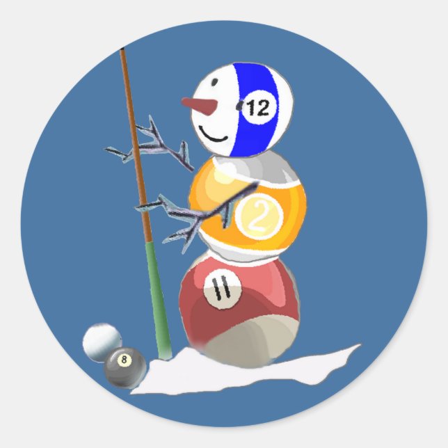 Billiard Ball Snowman Classic Round Sticker (Front)