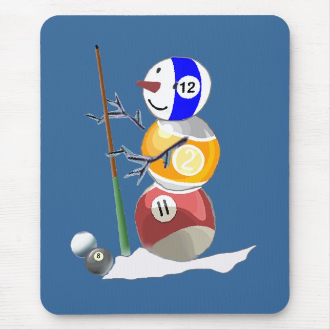 Billiard Ball Snowman Mouse Pad (Front)