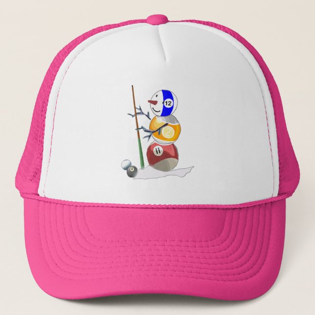 Billiard Ball Snowman Trucker Hat (Front)