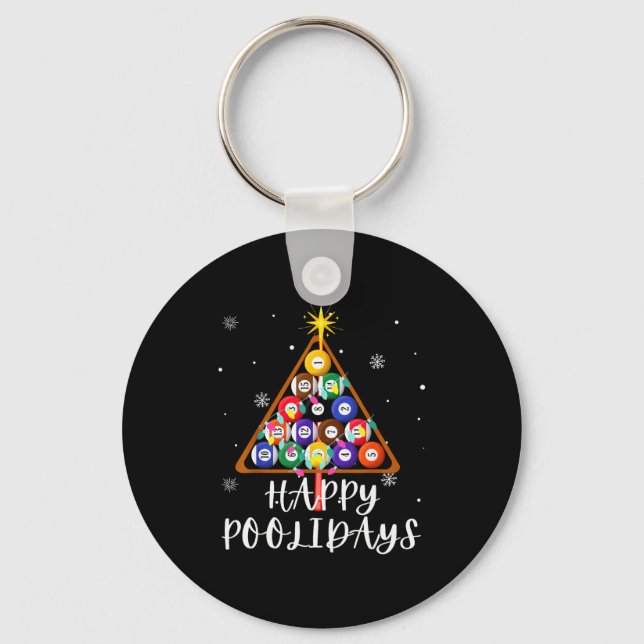 Billiard Ball Xmas Tree Ol Billiards Christmas  Keychain (Front)
