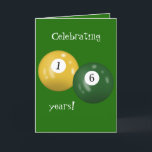 Billiard Balls 16th birthday Card<br><div class="desc">Billiard balls on green for 16th birthday.</div>