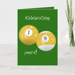 Billiard Balls 19th birthday Card