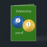 Billiard Balls 21st birthday Card<br><div class="desc">Billiard balls on green for 21st birthday.</div>