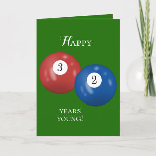 Billiard Balls 32nd birthday Card